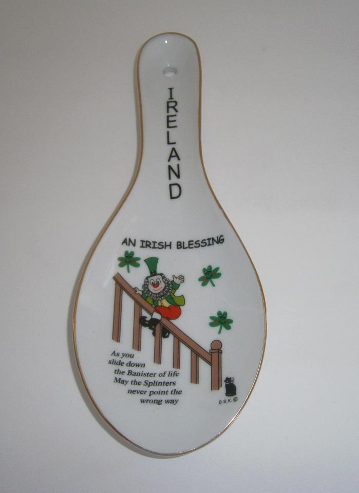 Ireland Irish Blessing Designed Spoon Rest With Shamrock & Leprechaun Design