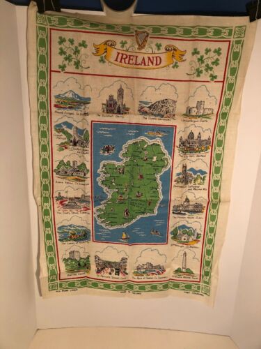 Vintage Ireland Linen Travel Towel Map