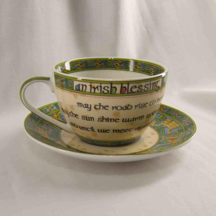 NEW Irish Weave Clara Tea Cup & Saucer Blessings Bone China