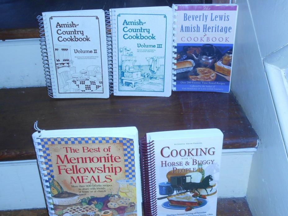 HUGE LOT OF 5 VINTAGE * AMISH MENNONITE ETHNIC COOK BOOKS BEST COMMUNITY RECIPES