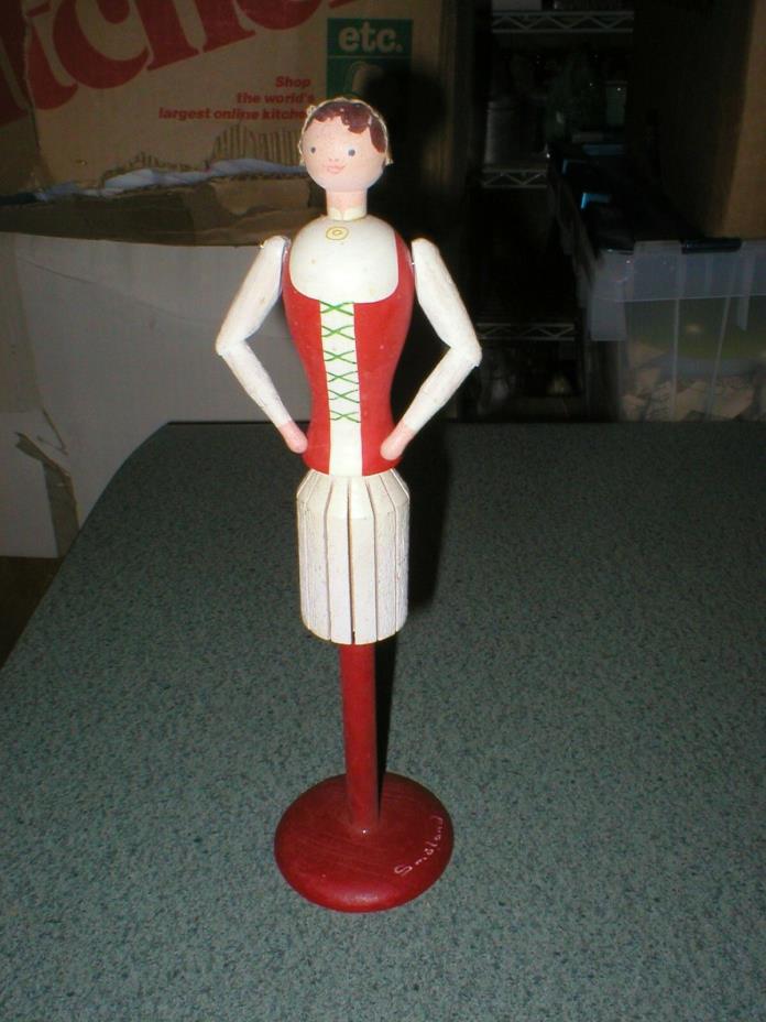 Vintage Smaland Swedish Sweden Bendable Arms Wood Woman Mannequin 10 3/8