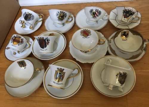 Lot Set: Collection Of 11 Germany Cities Cafe Cups & Saucer Sets 