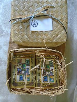 Signed by an Artist Medium Hawaiian Lauhala Gift Box with 2 Hawaiian Tarot Decks