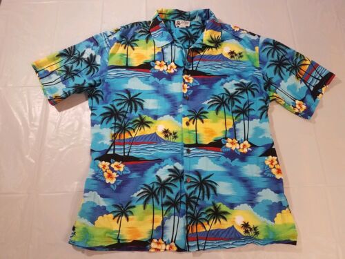 Aloha Republic Men's XL Hawaiian tropical design short sleeve cotton shirt USA