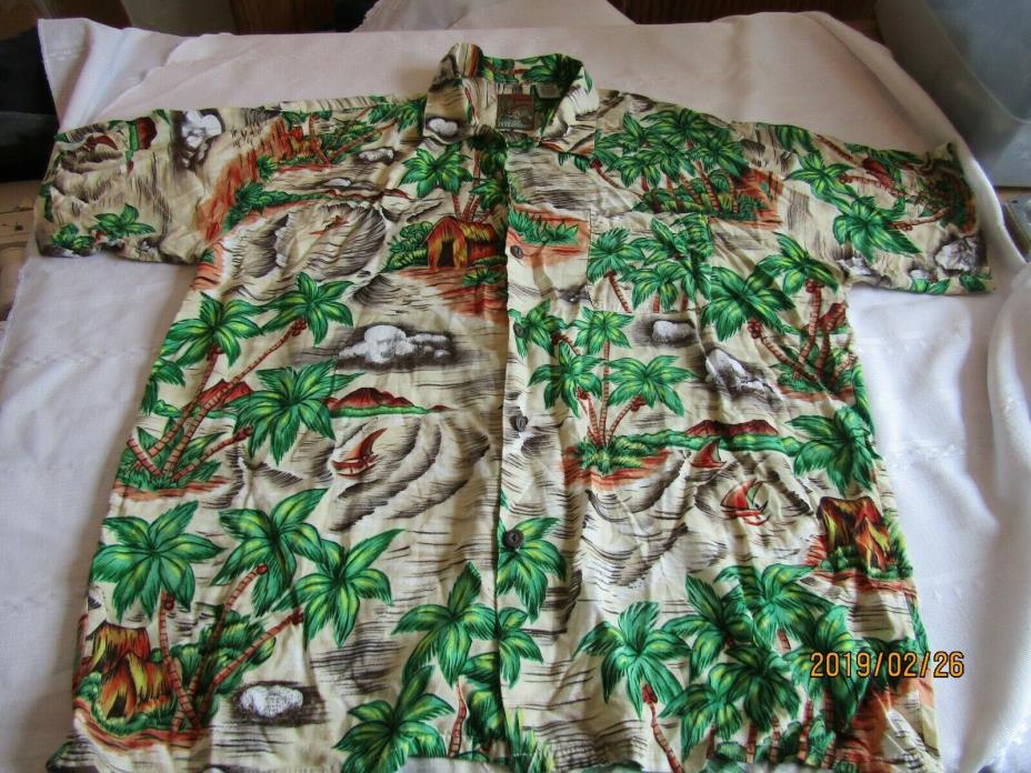 Pineapple Connection L men's button up Hawaiin shirt 100% Rayon