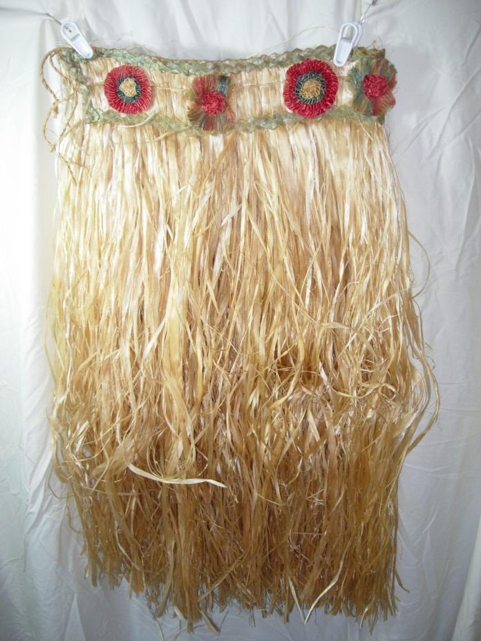 WOMENS Vintage Hawaiian Hula Dance Grass Skirt Tan Natural TAHITIAN POLYNESIAN