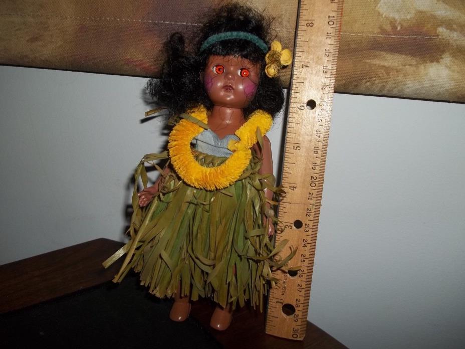 Hawaiian hula girl with grass skirt