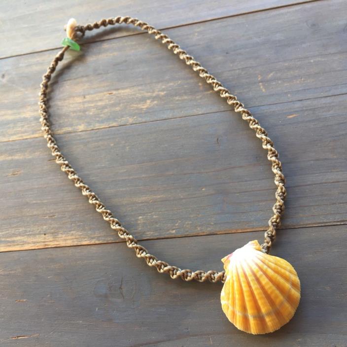 Hawaiian sunrise shell necklace, classic color with touch of orange