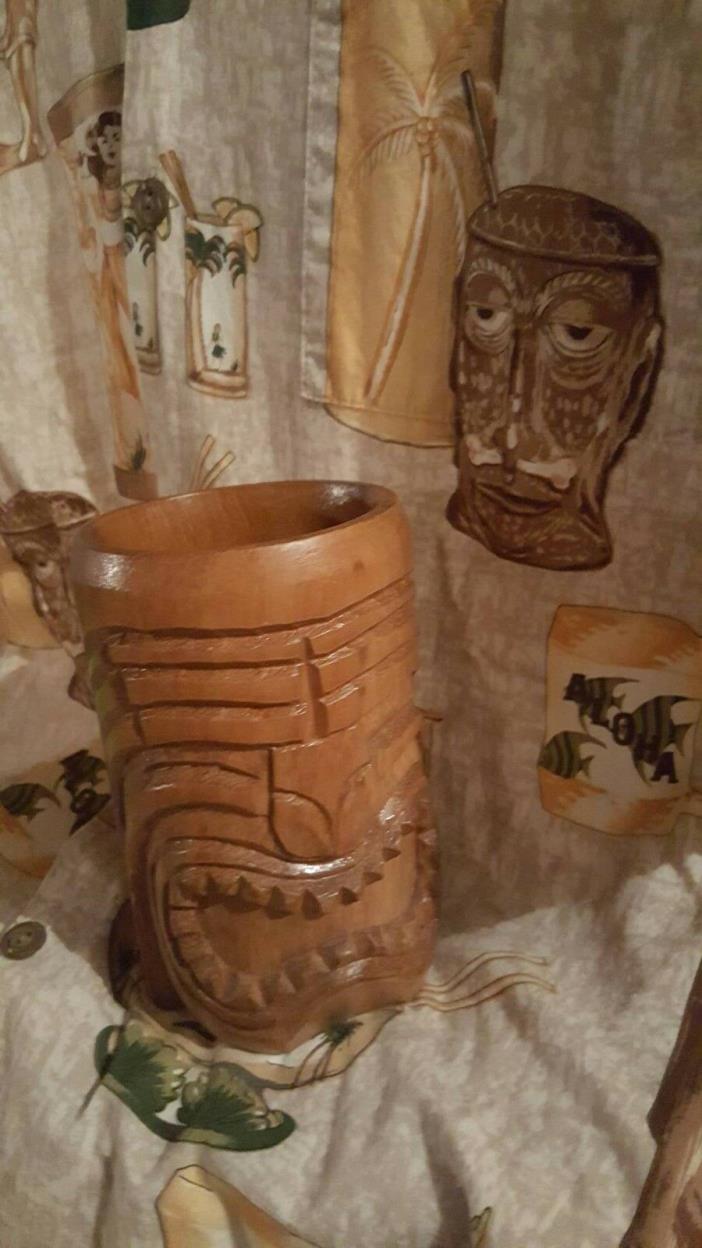 Aloha Hawaiian Wood Wooden Tiki Mug Cup Hand Carved? 6