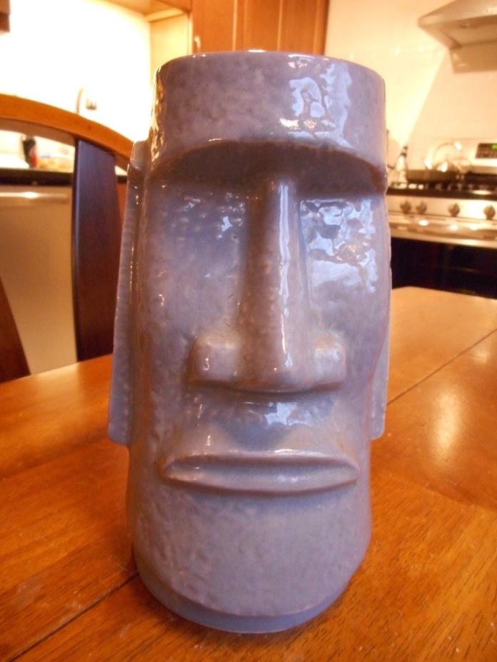 Gray Polynesian Decor Easter Island Moai from Tiki Farm Mug Vase Dated 2001