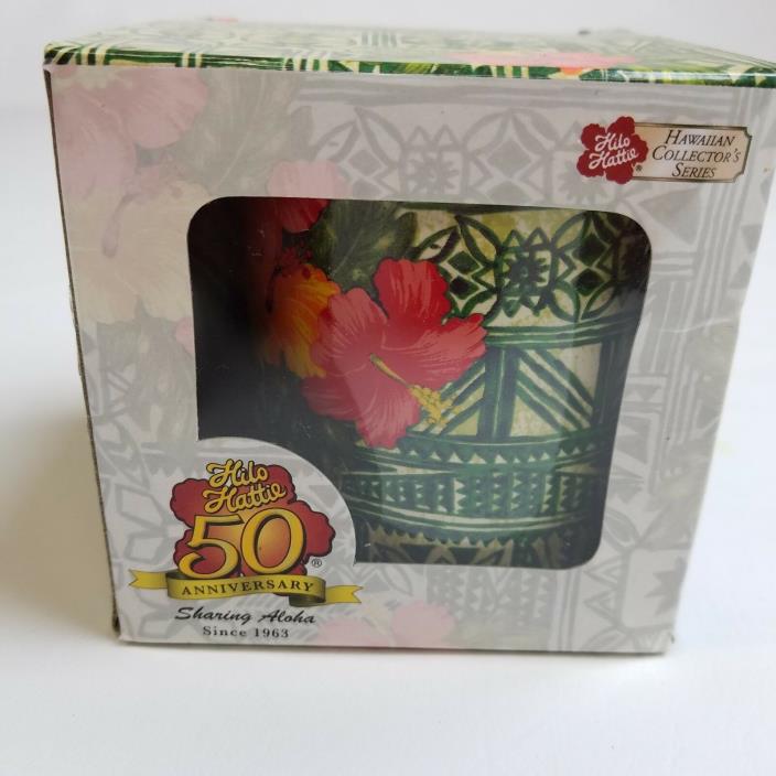 HIlo Hattie Hawaiian Collectors Tapa Hibiscus Green 50th Anniversary Mug (W1215)