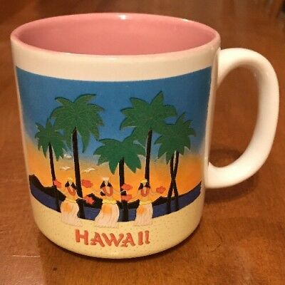 Vintage Hilo Hattie Hawaii Coffee Mug Tea Cup White/Pink Dancers