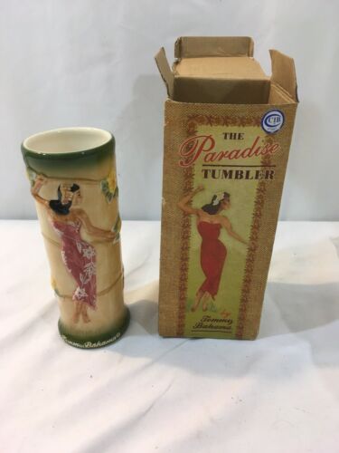 Paradise Tumbler Ceramic Tommy Bahama Tropical Cocktail  Kimono Lady 2002 NIP