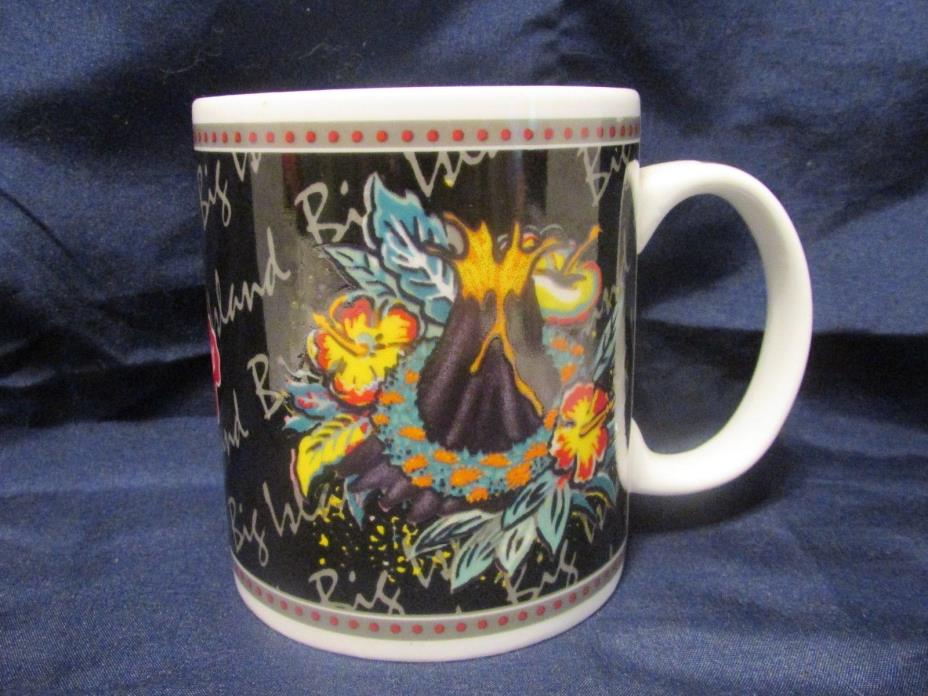 Hilo Hattie Hawaiian Big Island Coffee Tea Cup Mug Volcano Hibiscus Flower Black