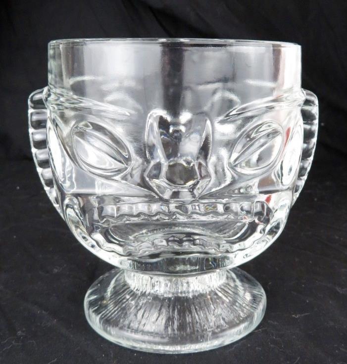 Tiki Glass Mug goblet 2 face heavy glass 15oz