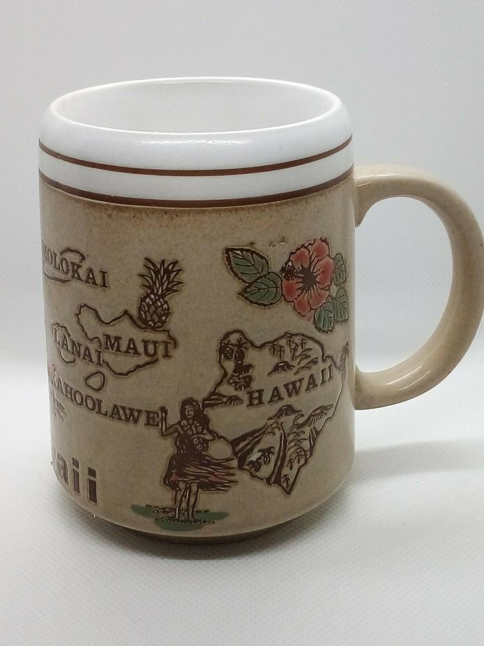 Vintage Map of HAWAII Embossed 10oz. Coffee Mug Cup