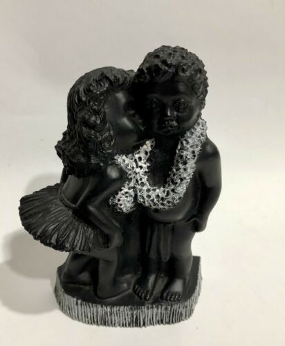 Vintage 1975 Kehoni The Kiss Frank Schirman Black Coral Boy Girl Hawaii Statue