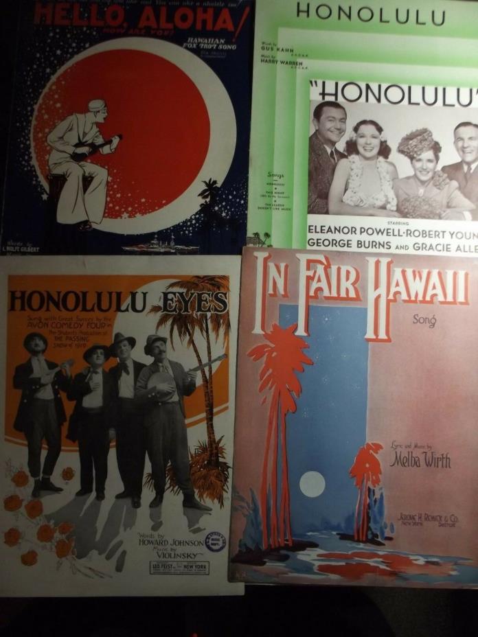 4 Collectible Vintage Hawaiian Sheet Music