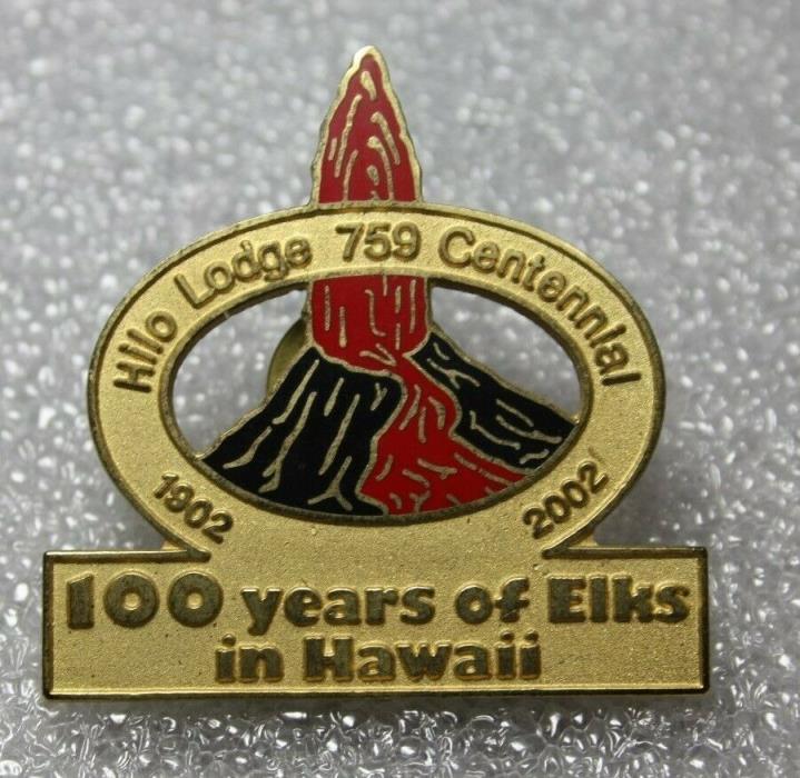 2002 HILO LODGE VOLCANO BIG ISLAND HAWAII PIN MEDAL 100 YEARS OF ELKS