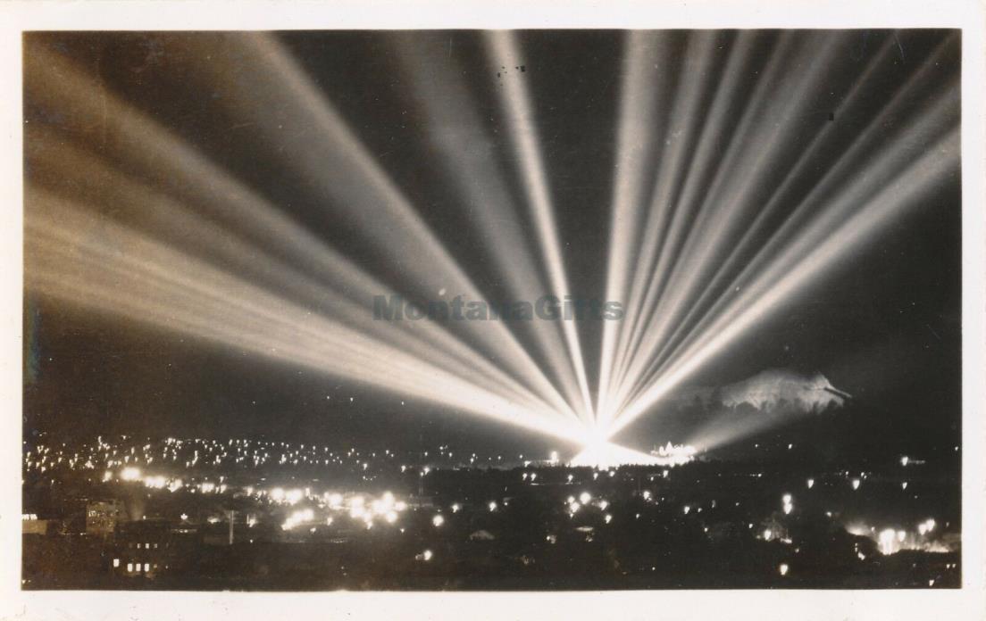1940s Honolulu at night with search lights Hawaii Photo
