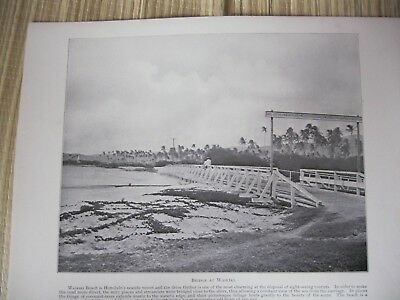 Vintage Hawaii 1898 BRIDGE AT WAIKIKI original print from photograph