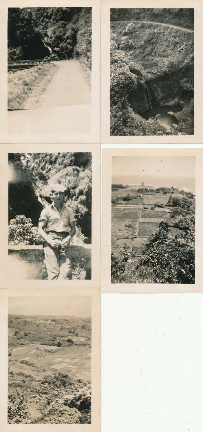 WWII 1944 Puunene NAS Maui Hawaii ID'd Seabees CBMU 575 5 photos on road to HANA