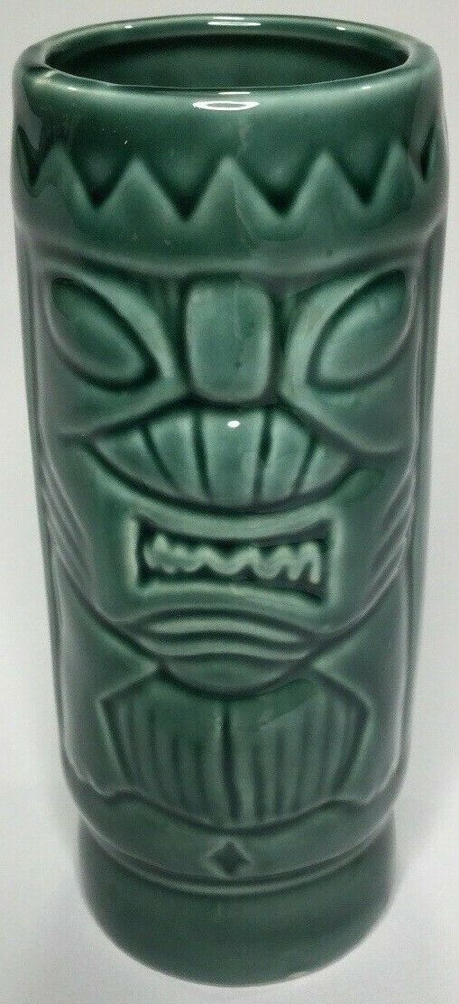 Vintage Green Tiki Mug Glass Cup Tumbler Vase China Polynesian DW113 12 oz