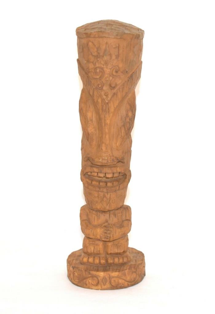 Tiki Statue Carved Wood Brown