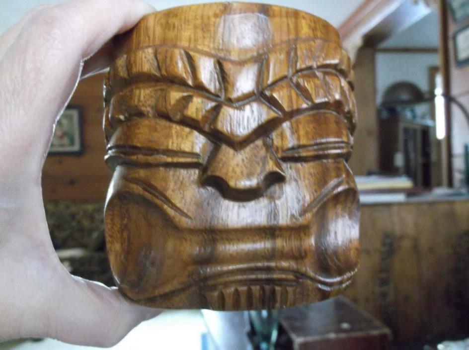 Vintage Wooden Tiki Mug