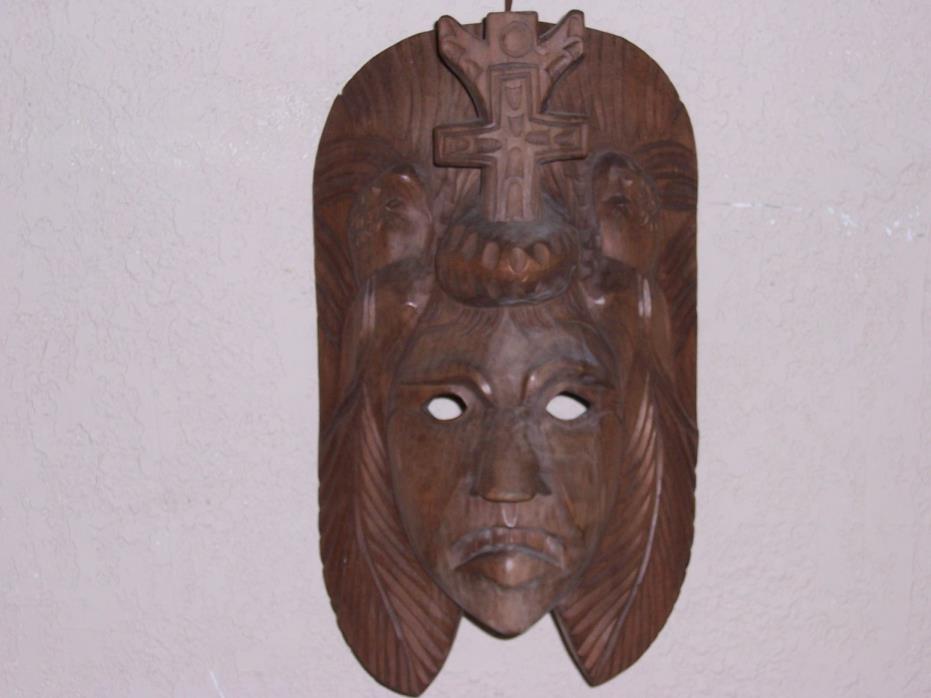 Hand Carved Mask of Tecun-Uman Guatemala's Mayan Prince & Ruler 1485 - 1524