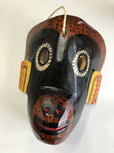 NEW Hand Carved Painted/Stained Guatemalan Monkey Mask, Authentic Mayan Folk Art