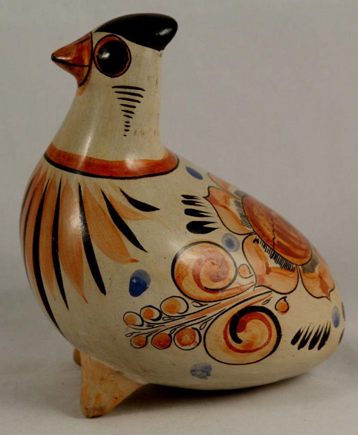 Vntg Mexican Ceramic/Clay Bird Mexico Hndmade/Painted Folk Art Signed C. Rivera