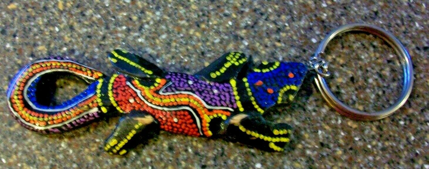 Colorful Hand Painted Lizard Chameleon Alebrije 4