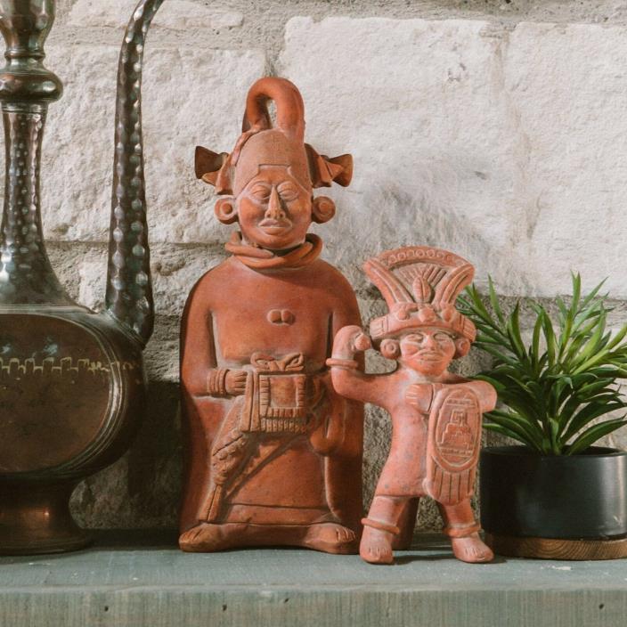 Vintage Mesoamerican Terra Cotta Figurine Statue Pre Columbian Art Reproduction