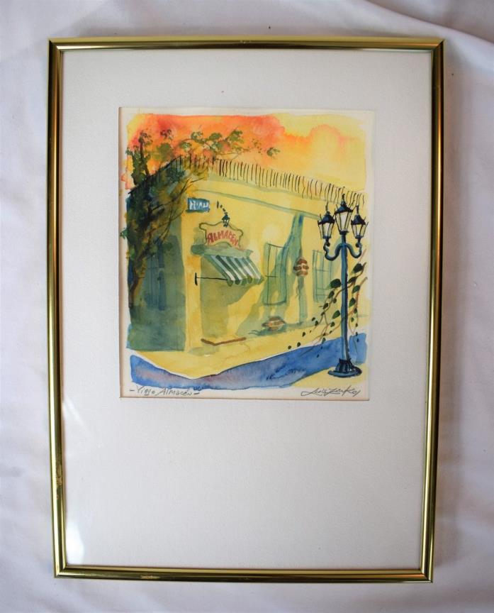 Original Signed Watercolor Painting El Viejo Almacen de Buenos Aires Luis Fenko