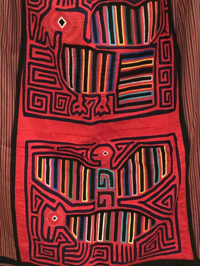 Mola Kuna Panama Folk Art Bird Animals Panels Handmade Applique Skirt