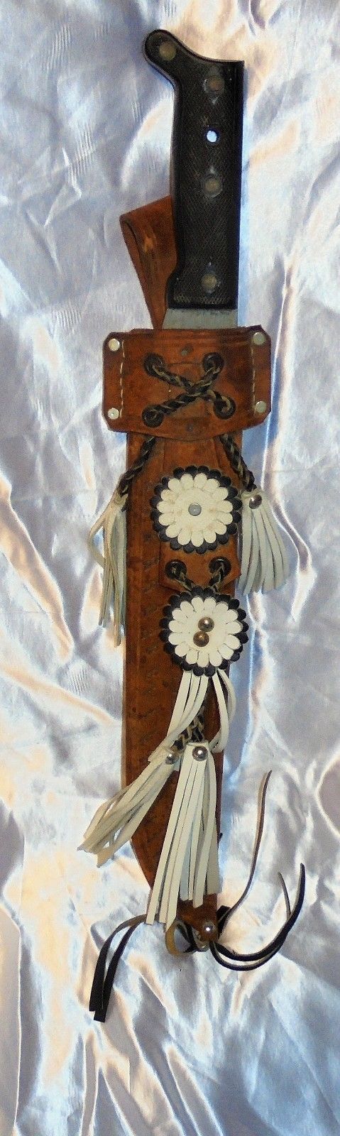 Vintage Leather Onduras Fringe Machete Knife Sword Sheath Scabbard Holder