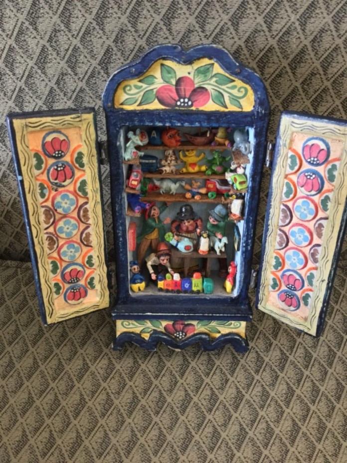 Signed contemporary art, Nicario Jimenez, retablo, folk art,