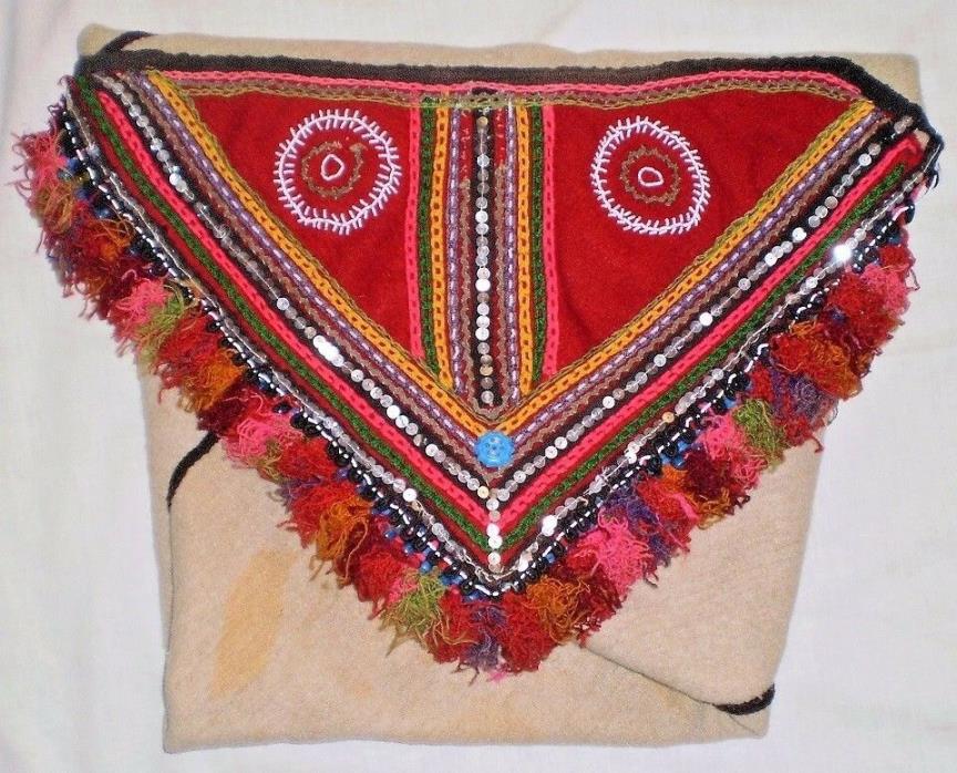 Antique Rare Peruvian Indian Papoose Alpaca Wool Hand Loomed Blanket-1950's