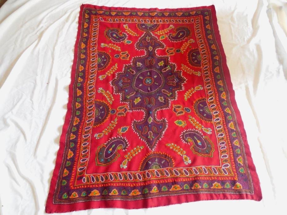 PERSIAN KERMAN HAND EMBROIDERY SUZANI WOOL PATEH NEEDLEWORK TEXTILE TAPESTRY