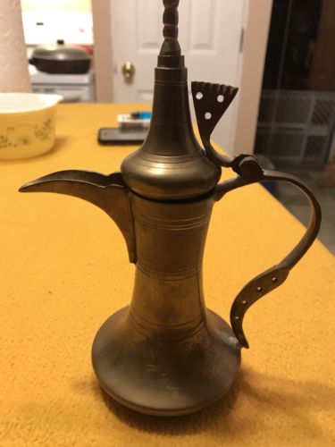 Signed Antique Dallah Arabic Tea Coffee Pot Marked United Arab Emirates