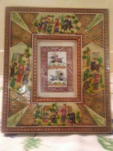 Vintage Hand Made Persian Khatam Wood , Polo Riders 10