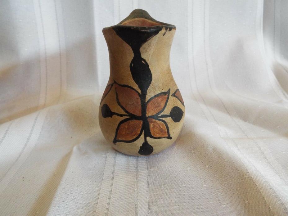 Vintage Santo Domingo Pottery Cream pitcher nicely decorated 4 inches high