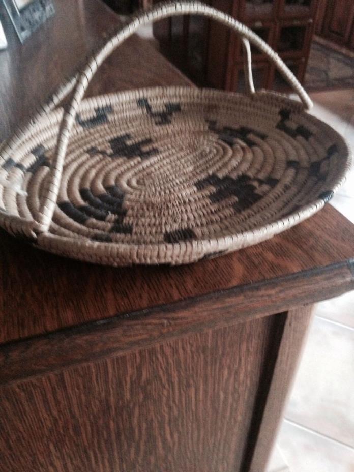 Papago Basket with handle. From private collection. Dated 1930. 13x11/4. Handle
