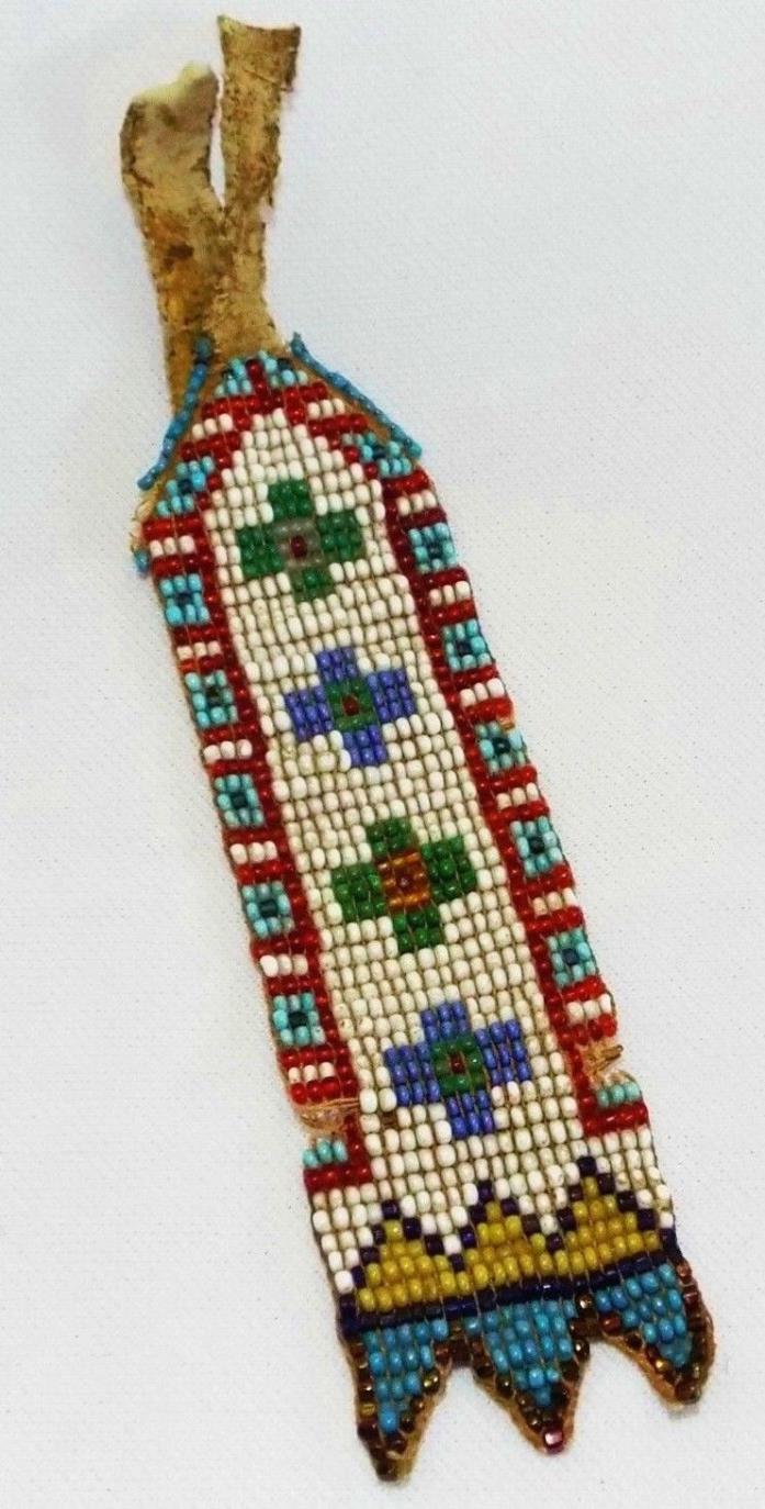 Rare Native American1880's? Beaded bead work Watch Fob,with Civil War era button
