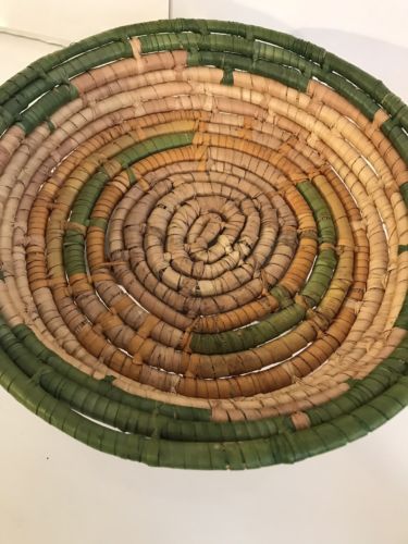 Vintage Native American Basket Pima Green, Orange,yellow,etc