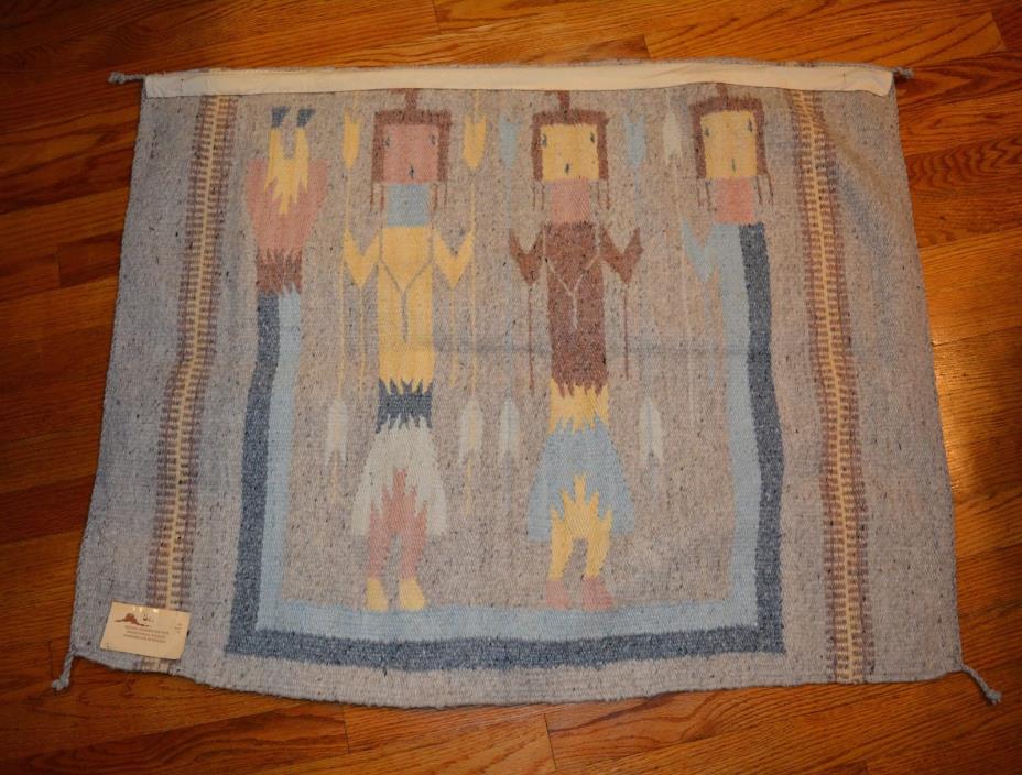 Native American Indian Hand Woven Wool Rug Traditional Navajo Ceremonial Yei