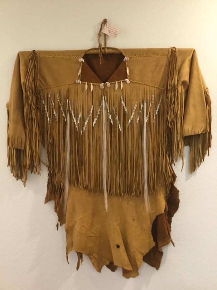 NATIVE AMERICAN NAVAJO  DEERSKIN LEATHER SHIRT POW WOW CEREMONY