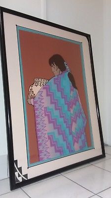 Amado Maurillo Pena Olla series colcha Serigraph Print Signed Framed Indian