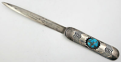 RARE Navajo Jerry Roan Carl Max Luthy Sterling Silver Turquoise Letter Opener